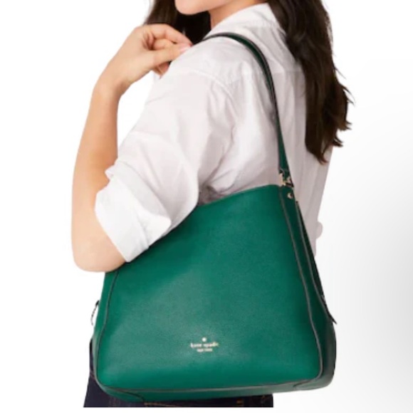 Kate Spade Leila Deep Jade Medium Triple Compartment Shoulder Bag NWT - Picture 1 of 6